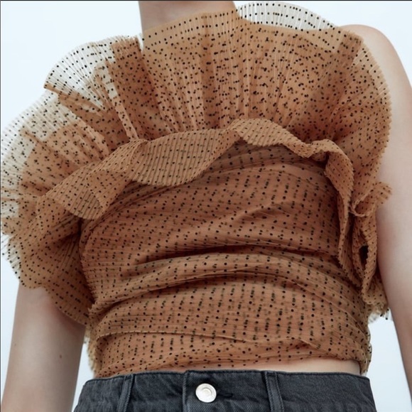 Zara Tops - Zara Tulle Strapless Crop Top